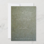 セージエレガント金ゴールドウェディング日付カードを保存 (正面)