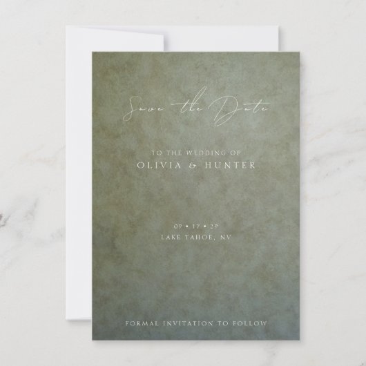 セージエレガント金ゴールドウェディング日付カードを保存 (正面)