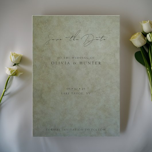 セージエレガント金ゴールドウェディング日付カードを保存