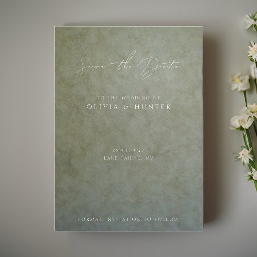 セージエレガント金ゴールドウェディング日付カードを保存