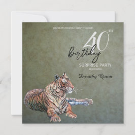セージエレガント金ゴールドタイガーサプライズ誕生日パーティー 招待状