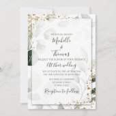 セージエレガント金ゴールドユーカリ水のカラーグリーン 招待状 (正面)