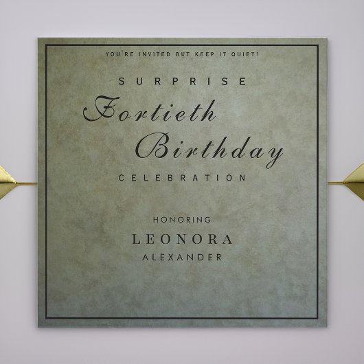 セージエレガント金ゴールドANYサプライズ誕生日パーティー 招待状