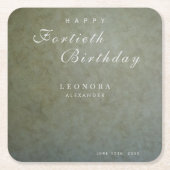 セージエレガント金ゴールドANY誕生日パーティー スクエアペーパーコースター (正面)