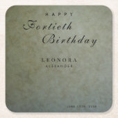 セージエレガント金ゴールドANY誕生日パーティー スクエアペーパーコースター (正面)