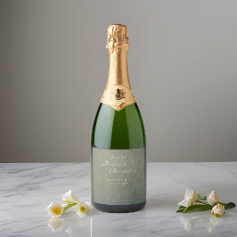 セージエレガント金ゴールドANY誕生日パーティー スパークリングワインラベル