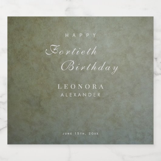 セージエレガント金ゴールドANY誕生日パーティー スパークリングワインラベル (シングルラベル)