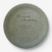セージエレガント金ゴールドANY誕生日パーティー ペーパープレート (正面)