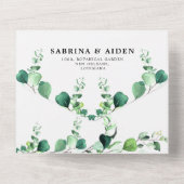セージエレガント |エメラルドグリーンユーカリの葉 オールインワン招待状 (裏面)