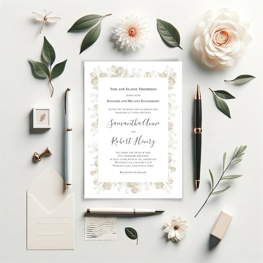 セージエレガント・グ結婚リーンの緑 招待状