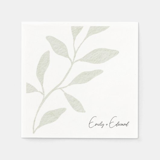 セージエレガント・グ結婚レネリーパーソナライズされたの名前 スタンダードカクテルナプキン (正面)