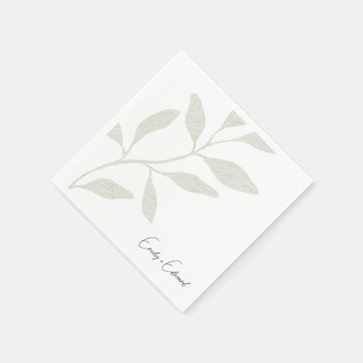 セージエレガント・グ結婚レネリーパーソナライズされたの名前 スタンダードカクテルナプキン (角)