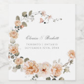 セージエレガント&ピーチ庭園の結婚式ワインラベル ワインラベル (シングルラベル)