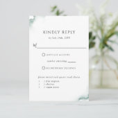 セージエレガント、緑、食事の有無RSVPカード 出欠カード (スタンド正面)