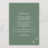 セージオリーブエレガントグリーンスクリプトの結婚旅程 プログラム (裏面)