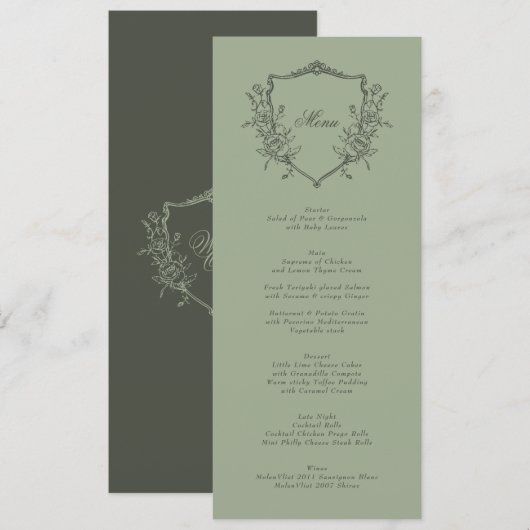 セージオリーブクレストクラシックエレガントウェディング メニュー (正面/裏面)
