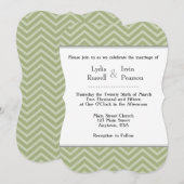 セージオリーブグリーンシェブロン結婚式招待状 招待状 (正面/裏面)