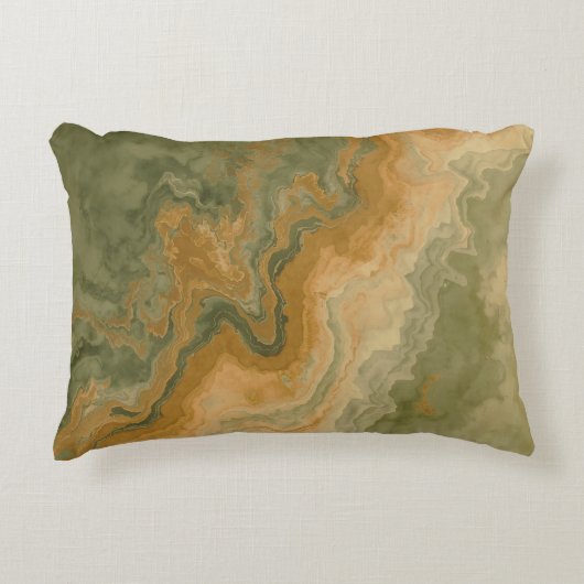 セージオリーブグリーンマスタードイエロープリント アクセントクッション (正面)