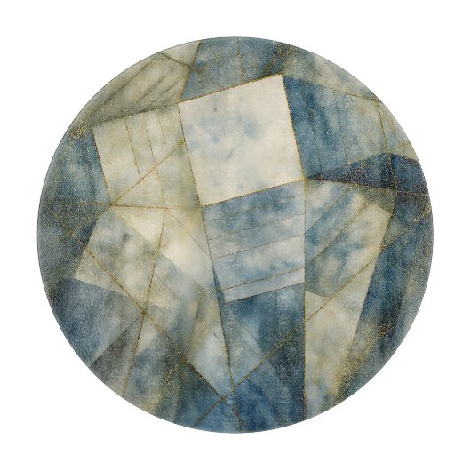 セージオリーブグリーン金ゴールド幾何学抽象芸術ナチュラル カッティングボード (正面)