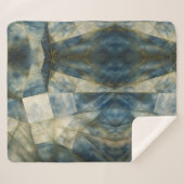 セージオリーブグリーン金ゴールド幾何学抽象芸術ナチュラル シェルパブランケット (正面(横))