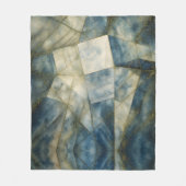 セージオリーブグリーン金ゴールド幾何学抽象芸術ナチュラル フリースブランケット (正面)