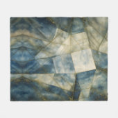 セージオリーブグリーン金ゴールド幾何学抽象芸術ナチュラル フリースブランケット (正面(横))