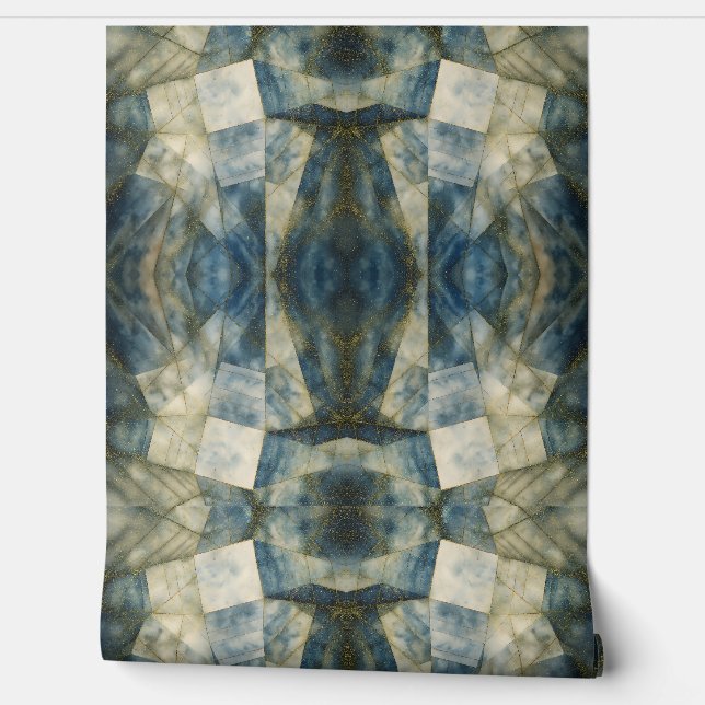 セージオリーブグリーン金ゴールド幾何学抽象芸術ナチュラル 壁紙 (ほどく)