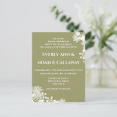 セージオリーブグリーン&ホワイトヴィンテージ結婚フローラ インビテーションポストカード (スタンド正面)