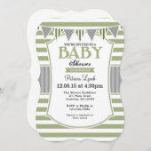 セージオリーブストライプグレー招待状 招待状 (正面/裏面)