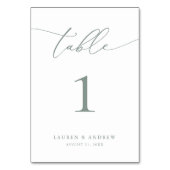 セージオリーブ緑ミニマル結婚リスト |イベントカスタム テーブルナンバー (裏面)