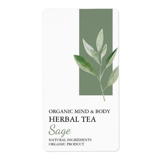 セージオーガニックハーブティーのビジネスラベル ラベル (正面)