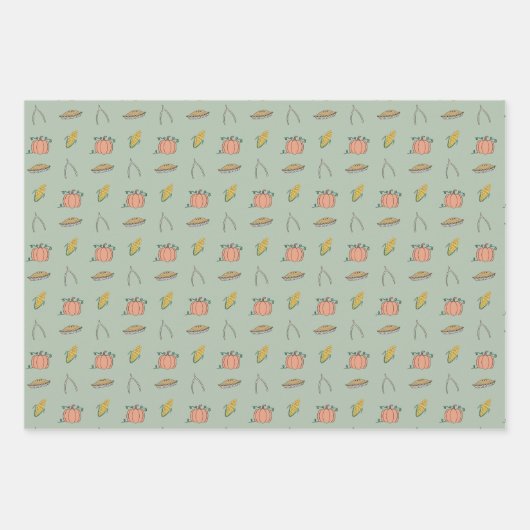 セージオータムハーベストフェスティバルかわいらし感謝祭 ラッピングペーパーシート (正面)