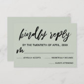 セージカジュアルグリーン結婚手書き 出欠カード (正面/裏面)