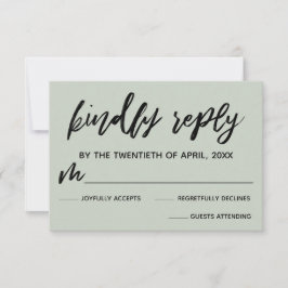 セージカジュアルグリーン結婚手書き 出欠カード