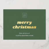 セージカスタムグリーン会社ロゴクリスマスフォイルカード 箔シーズンカード (正面)