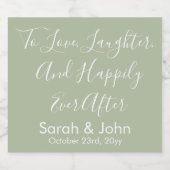 セージカスタムスパーソナライズされたスクリプト結婚式レセプション スパークリングワインラベル (シングルラベル)