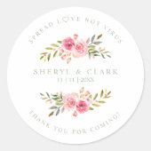 セージカスタムピンクガーランドリース結婚ズサニタイザ ラウンドシール (正面)