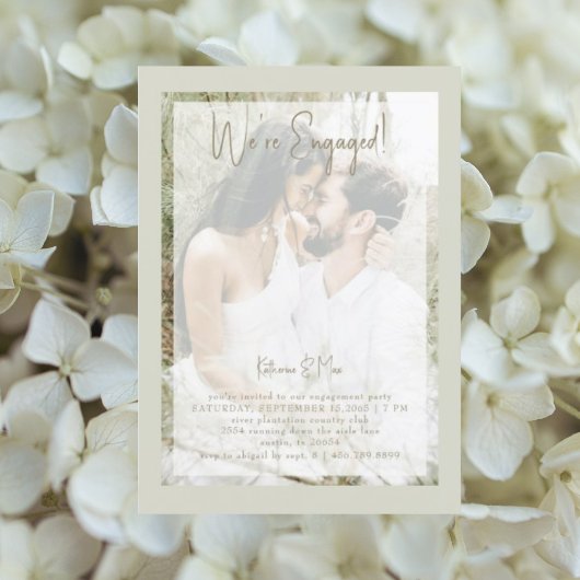 セージカップルフォト婚約パーティ招待状 招待状