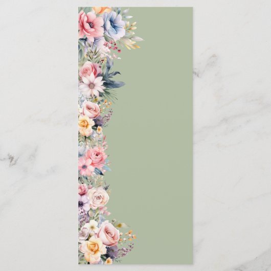 セージカラフルグリーン結婚ワイルドフラワーのメニュー メニュー (裏面)