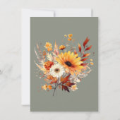 セージカラーのパーティーのお礼カードに描かれた秋の花 招待状 (裏面)