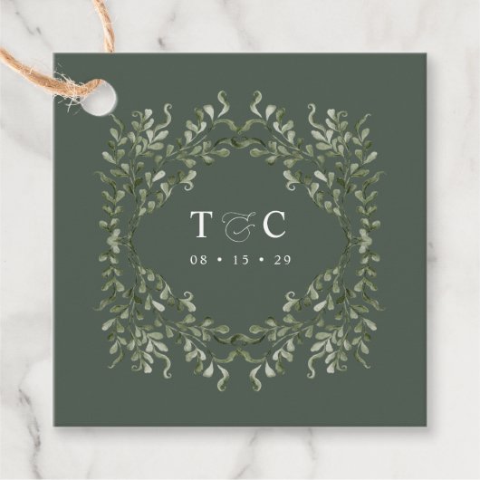 セージガーデンギフトラベルウェディングパーティビーズラベル フェイバータグ (正面)