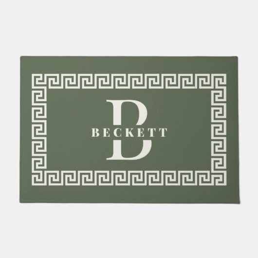セージギリシモダンエレガントャ鍵フレームモノグラム ドアマット (正面)
