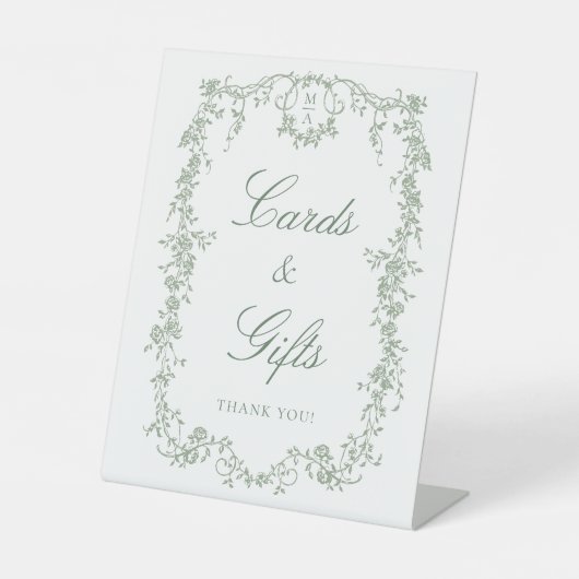 セージクラシックグリーンフランスのフレームカード&ギフト 台座サイン (正面)