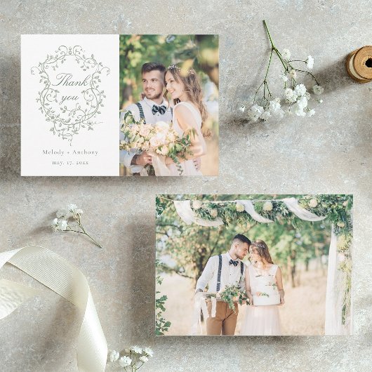 セージクラシックグリーンフランスのフローラクレスト2写真 サンキューカード