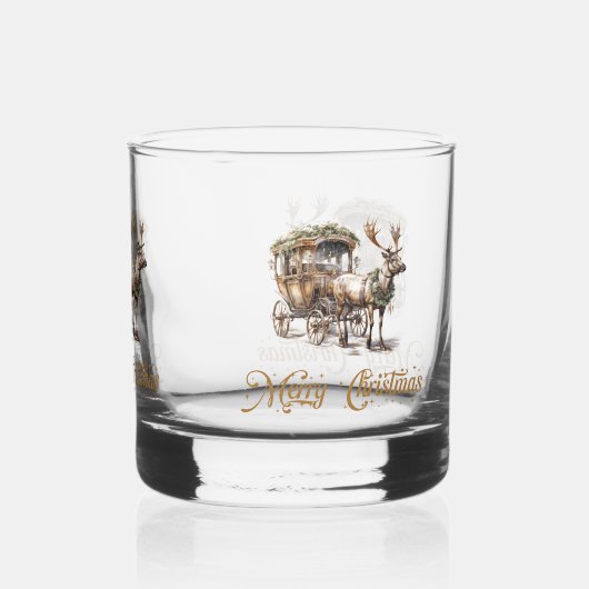 セージクラシック聖なる緑の金ゴールドトナカイのクリスマス ウイスキーグラス (裏面)