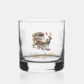 セージクラシック聖なる緑の金ゴールドトナカイのクリスマス ウイスキーグラス (左)