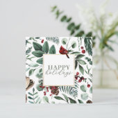 セージクリスマスグリーンとベリーホリデーカード 招待状 (スタンド正面)