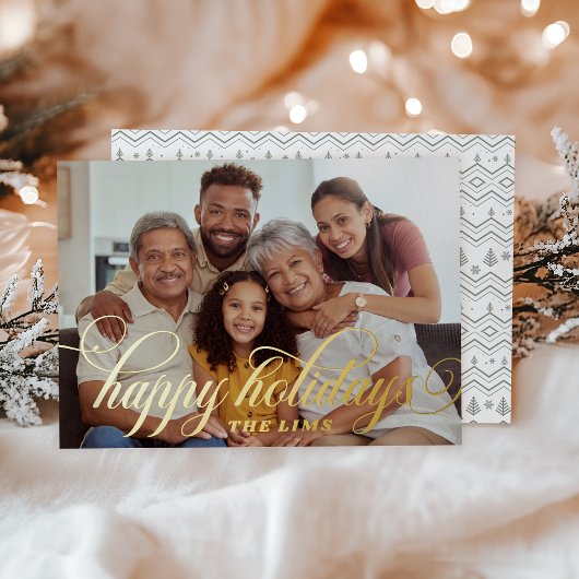 セージクリスマスパターン シンプルスクリプト 箔シーズンカード