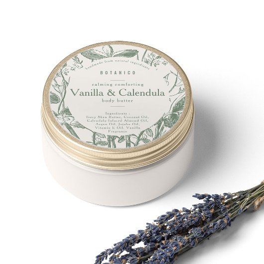 セージクリームボタニカルモダンフローラシンプル製品 ラウンドシール