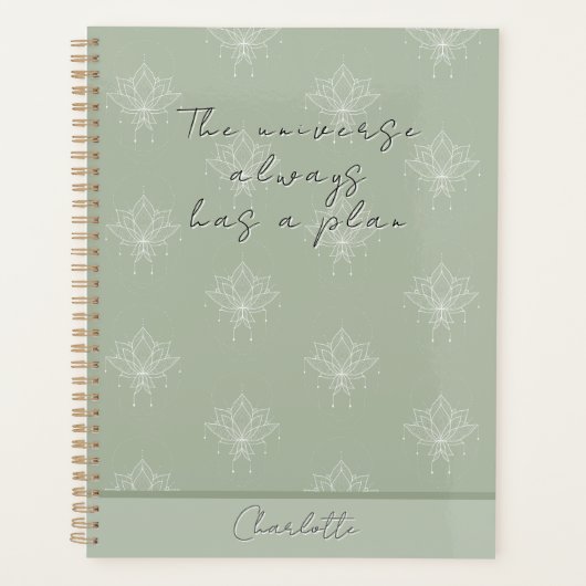 セージグエレガントリーンかわいらしフローラロータス プランナー手帳 (正面)